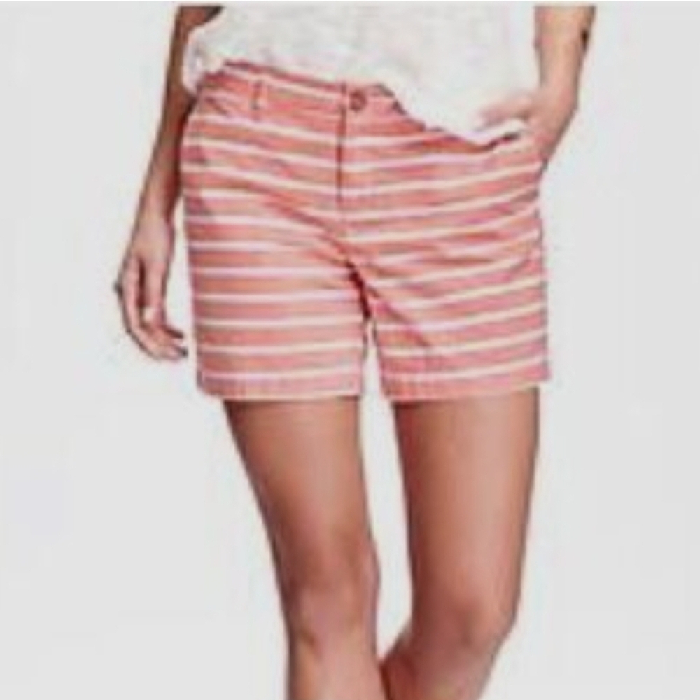 Old Navy Coral and White Striped Shorts